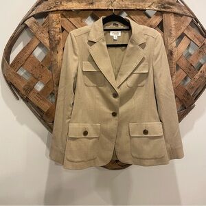 Talbots Tan Wool Blazer With Slight Stretch Size 10